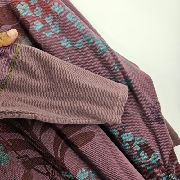 Blue Fish Tunic Dress Purple Waffle Knit Hand Painted Floral Oversized One Size - Picture 4 of 13